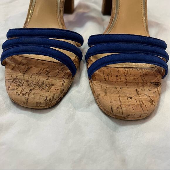 Talbots  Blue Velvet Strappy Cork Heeled Sandal sz 7 - Picture 8 of 11